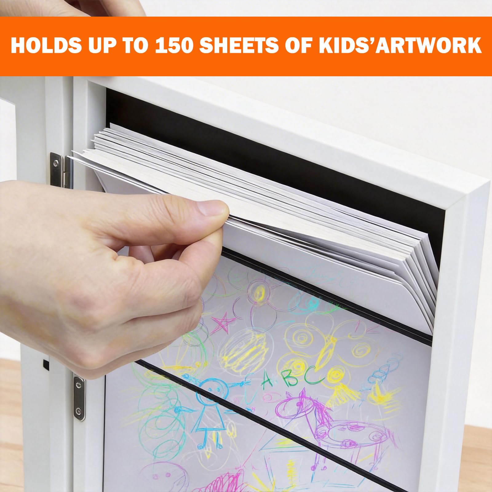 WeePro Kids Art Frames tempered glass shows artwork with protection and clarity.