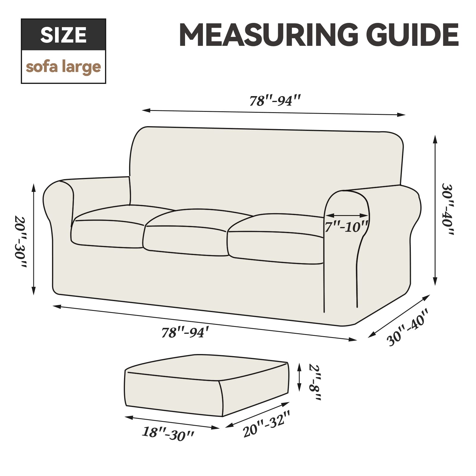 Large sofa fits 78 to 94 inches with WEERRW slipcover