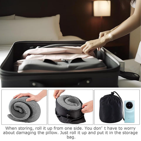 WEERSHUN Travel Pillow with pure cotton cover for soft, breathable wear