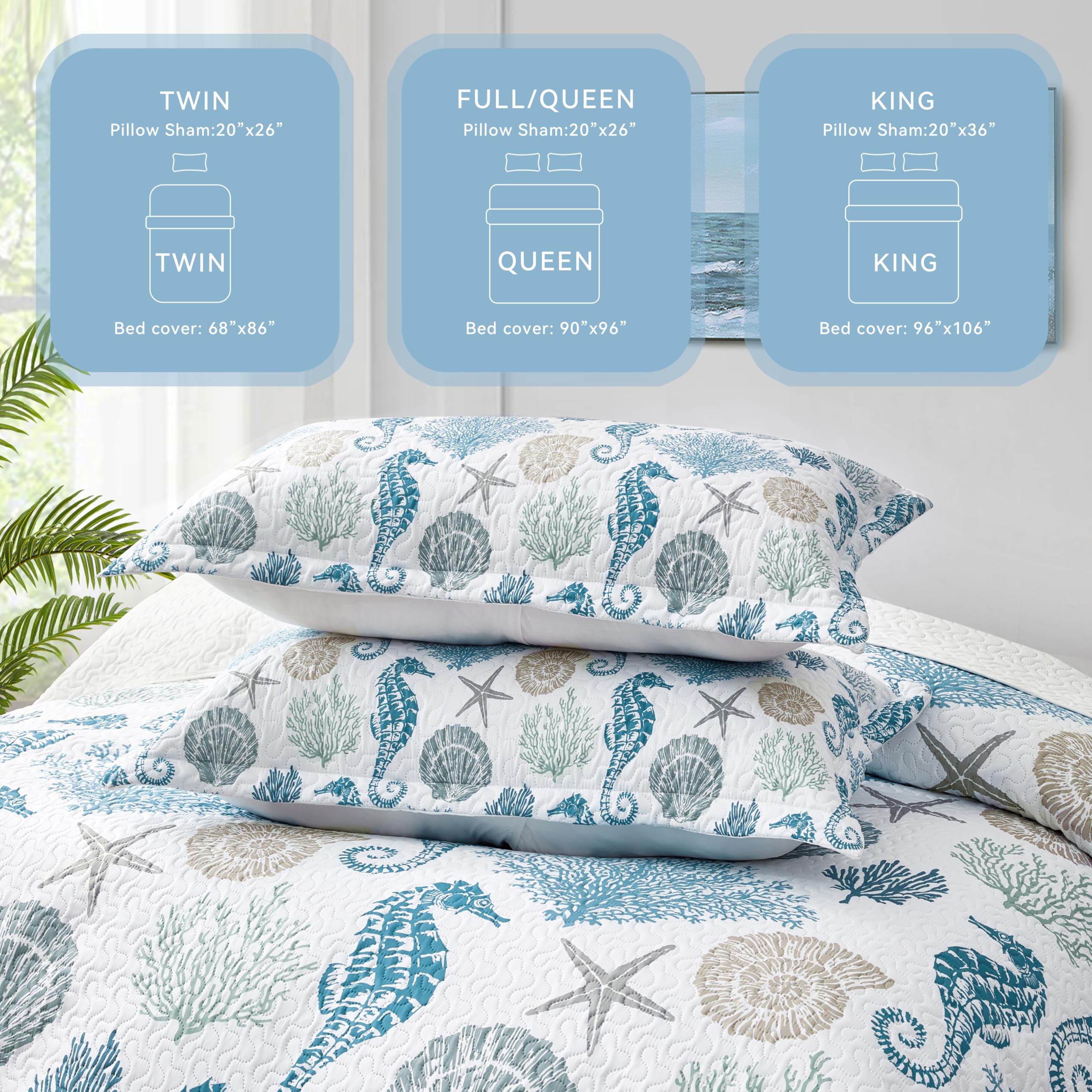 Weesire nautical ocean pattern adds beach-chic charm to the bed.