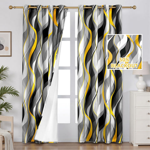 Weesire yellow gray striped curtains add modern style while reducing glare