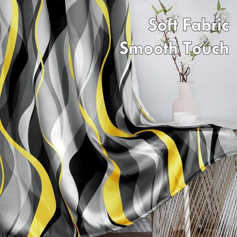 Weesire curtains in yellow gray stripes enhance bedroom privacy and aesthetics