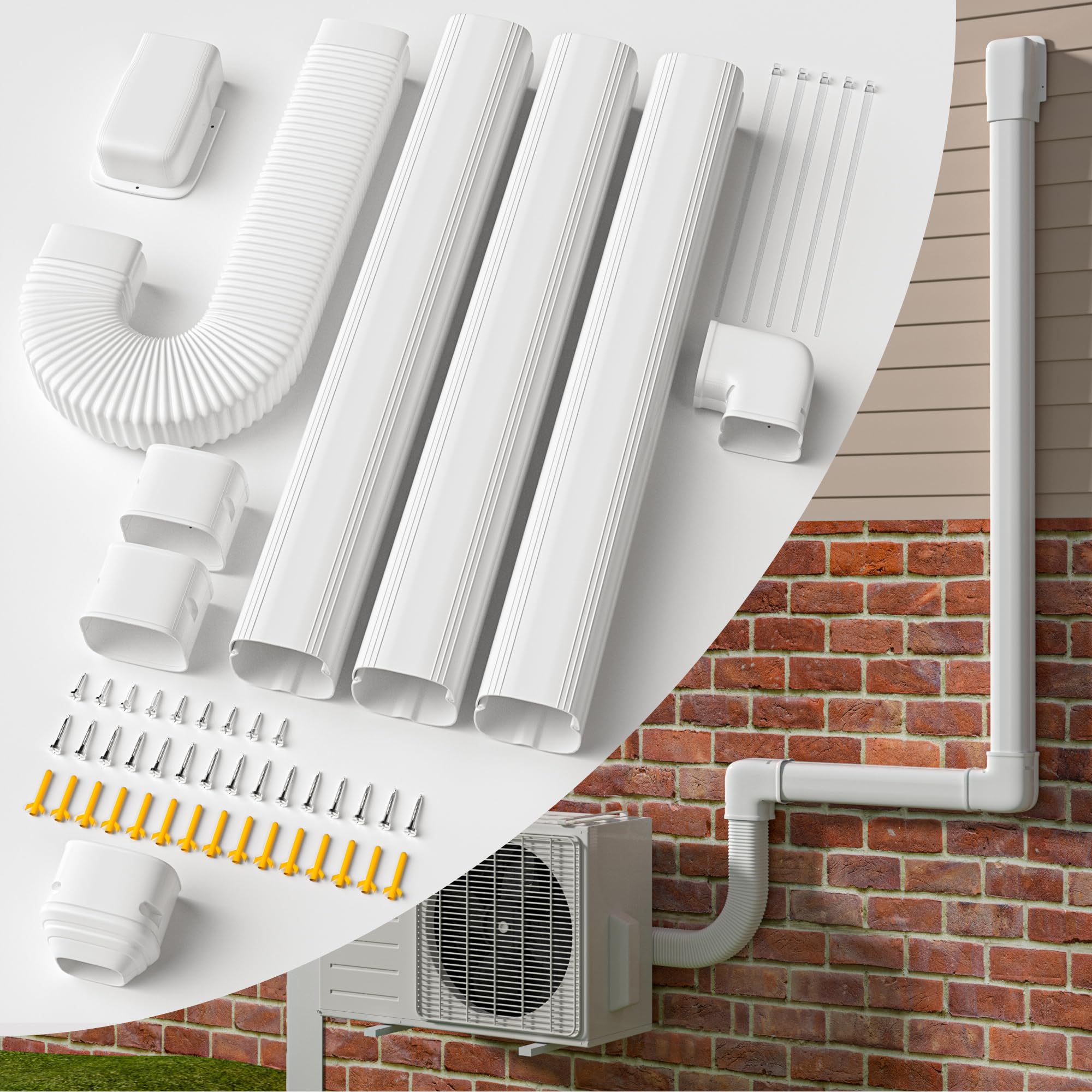 WEETALL 4-inch line-set cover with straight ducts for easy outdoor installation.