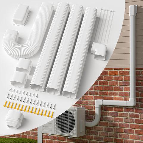 WEETALL 4-inch line-set cover with straight ducts for easy outdoor installation.