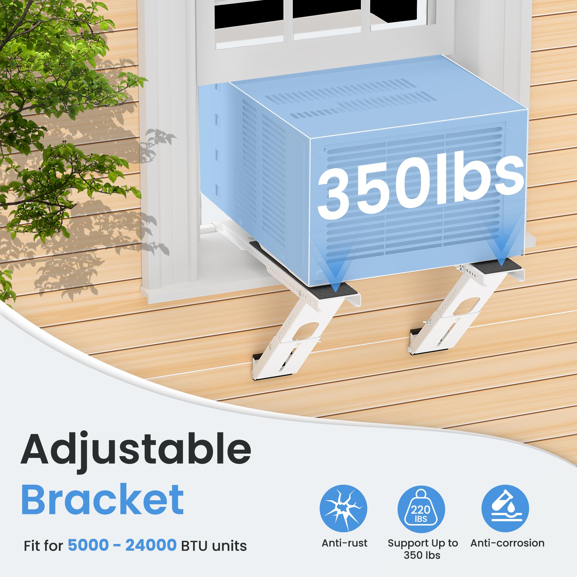WEETALL heavy duty 350 lbs capacity for most 5 000 to 24 000 BTU units