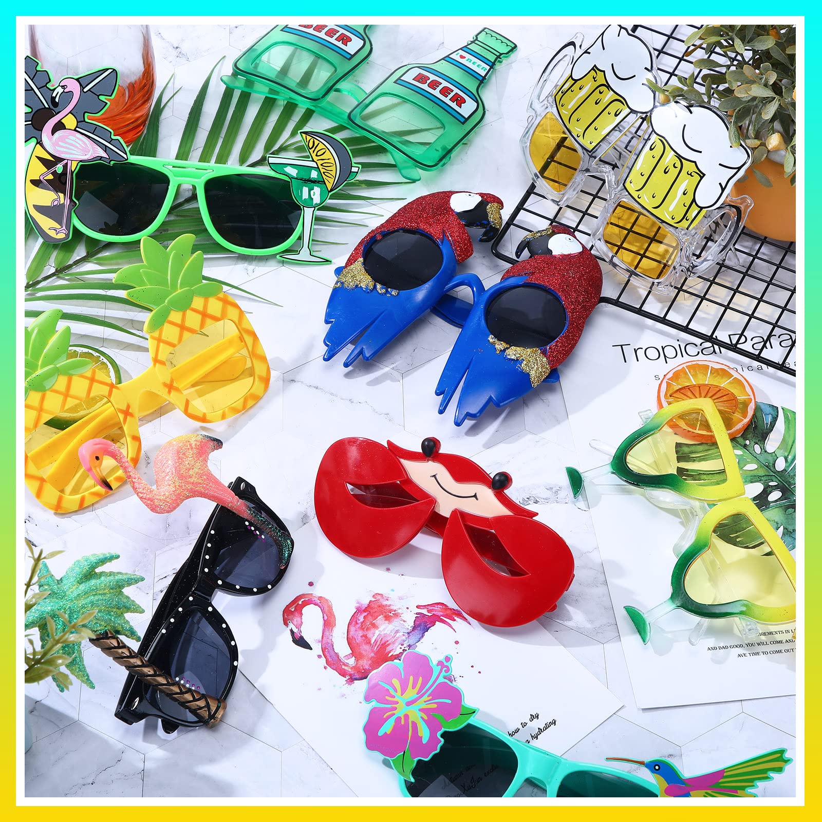 Weewooday Hawaiian party sunglasses add personality to luaus, graduations, and summer celebrations