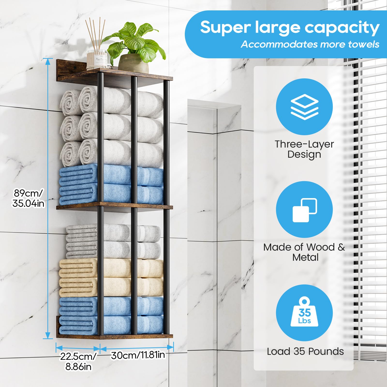 WeGXY three bar design metal towel rack for easy towel access