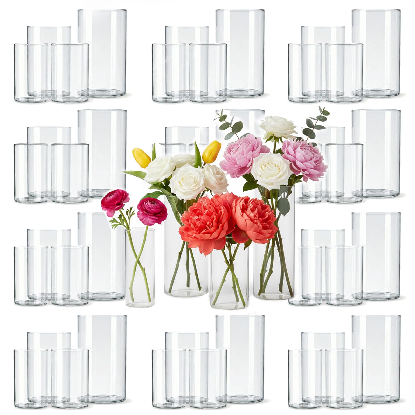 Wehomai glass cylinder vases set for elegant centerpieces and versatile decor