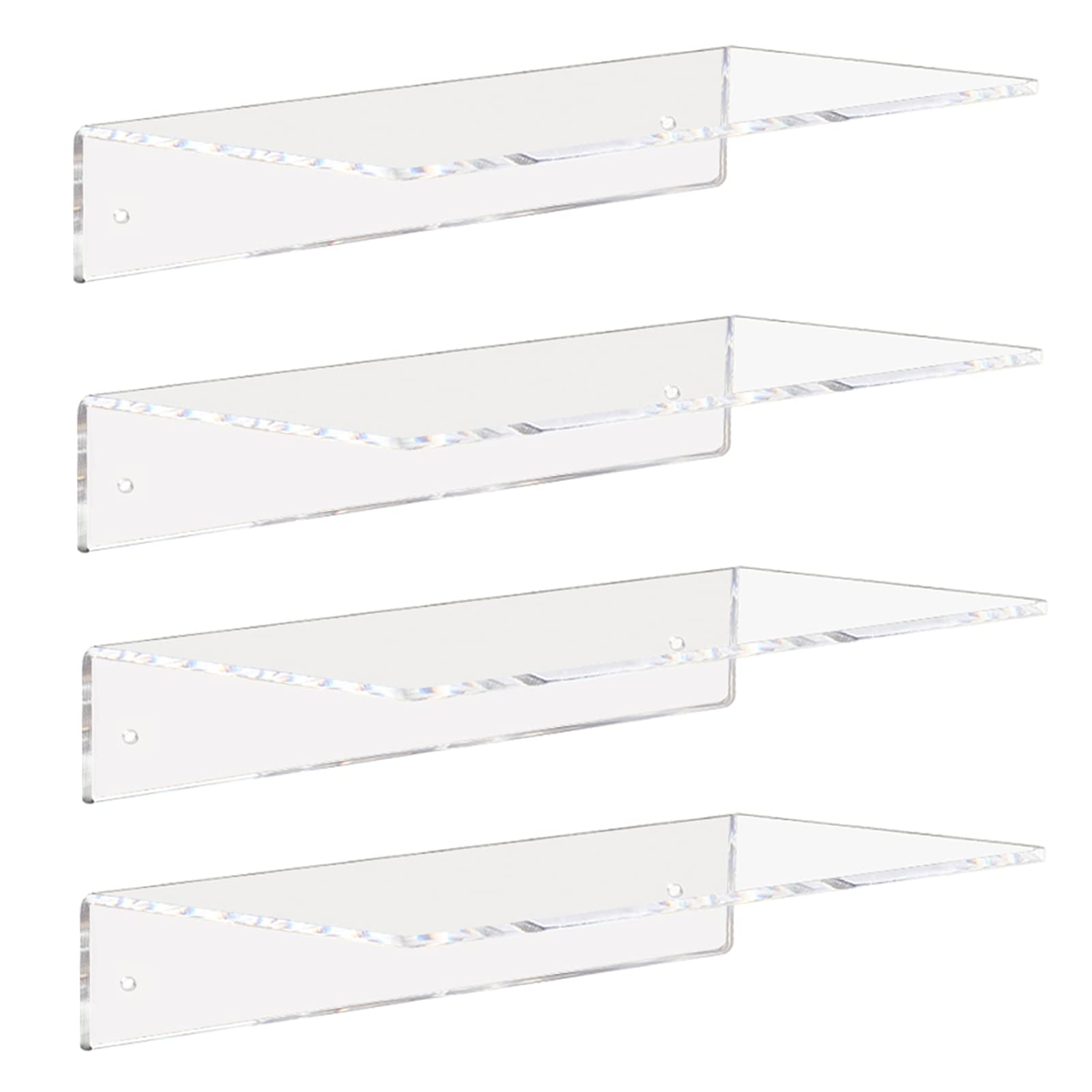Weiai clear acrylic shelves 12-inch set of four, sleek wall-mounted storage solution