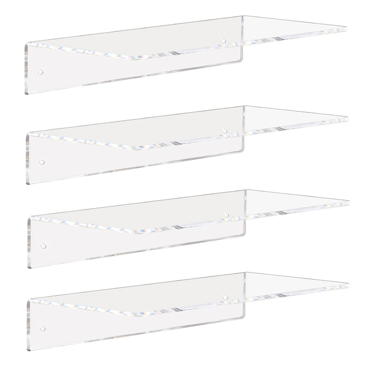 Weiai clear acrylic shelves 12-inch set of four, sleek wall-mounted storage solution