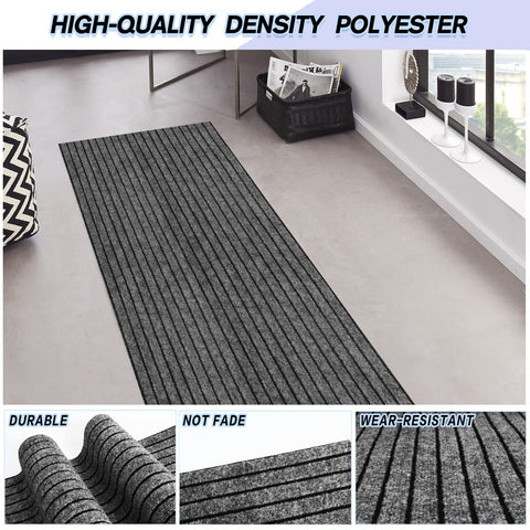 Weidear custom-size non-slip runner gray stripe in entryway or kitchen for everyday use.