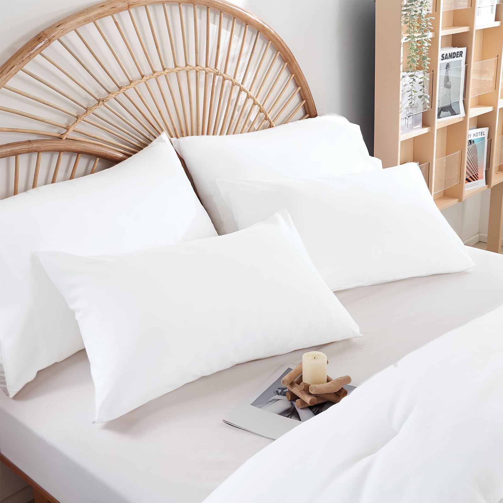 Weigelia all-season lightweight warmth in white bedroom scene