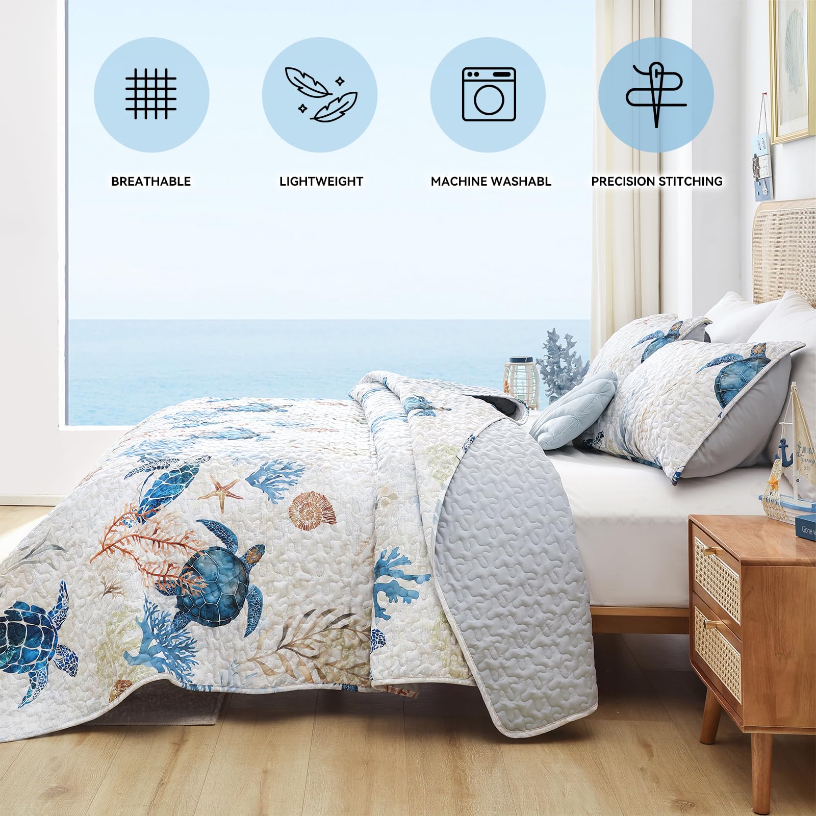 Weigelia coastal quilts twin pillow case closeup highlights practical 20x26 pillow cover.