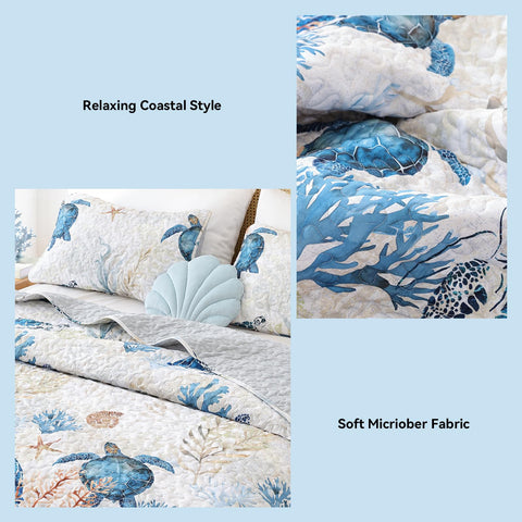 Weigelia coastal quilts twin reversible style offers two looks in one set.