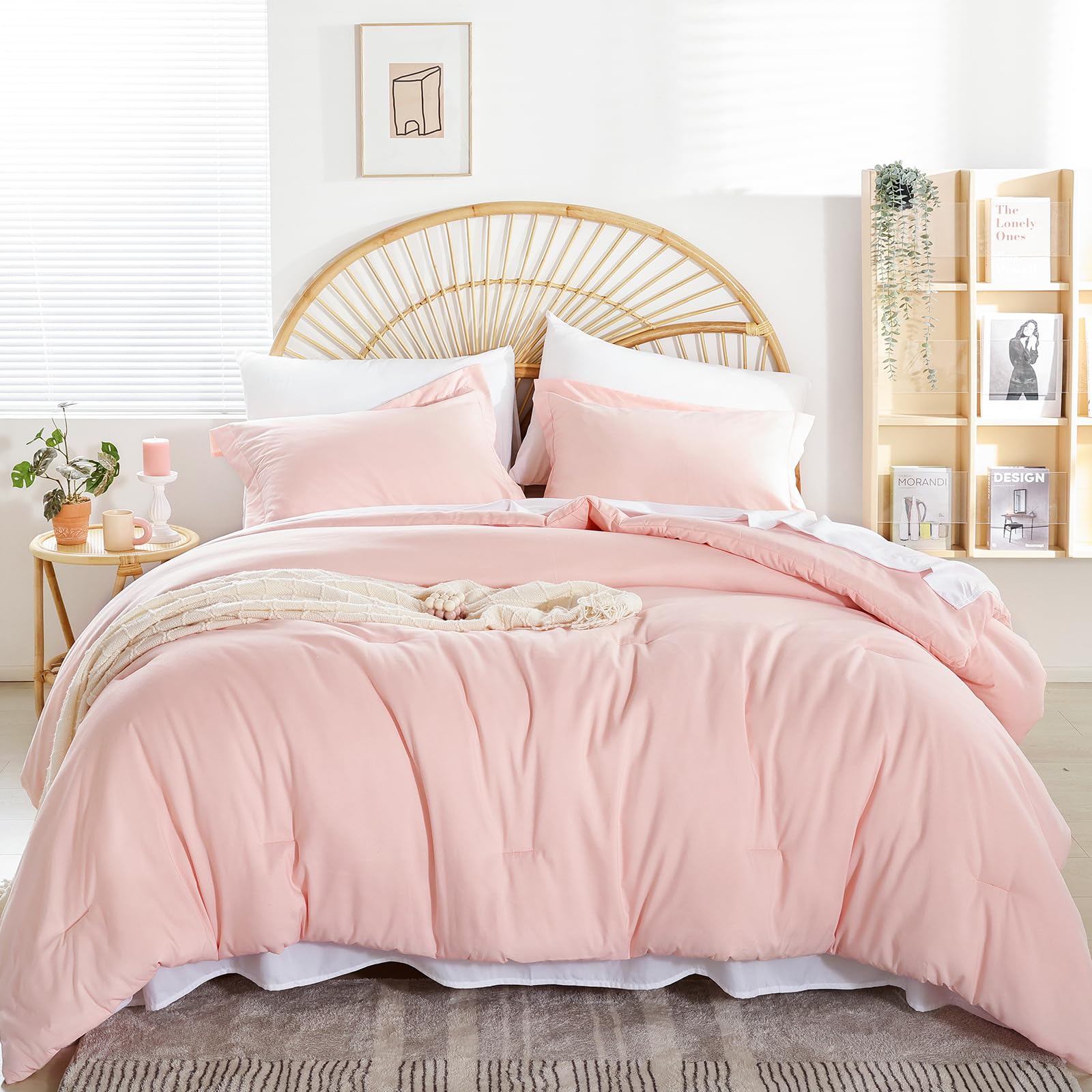 Weigelia pink comforter full-size offers soft microfiber warmth for all-season comfort.