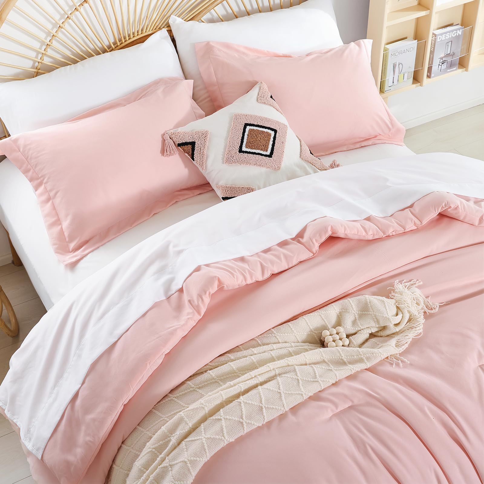 Weigelia pink pillow shams enhance soft bedroom aesthetics