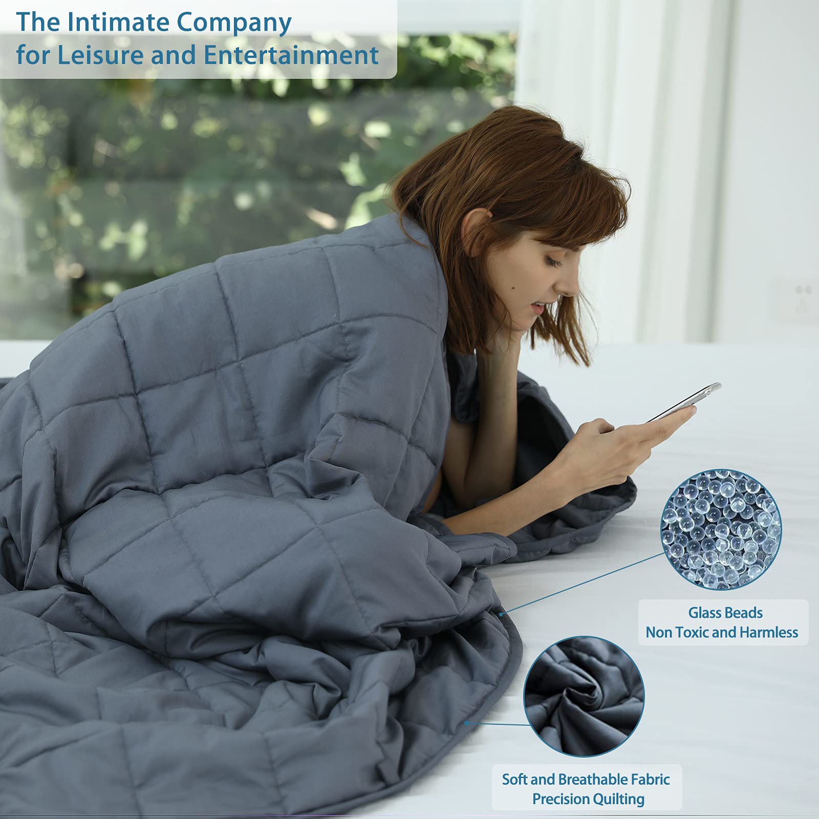 Weighted Idea blanket strong-stitching reduces bead shifting for long-lasting softness