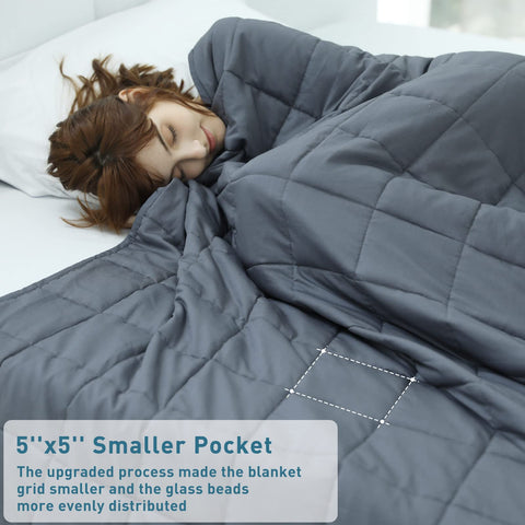 Weighted Idea blanket on-bed-queen-size-fit illustrates precise coverage without overhang