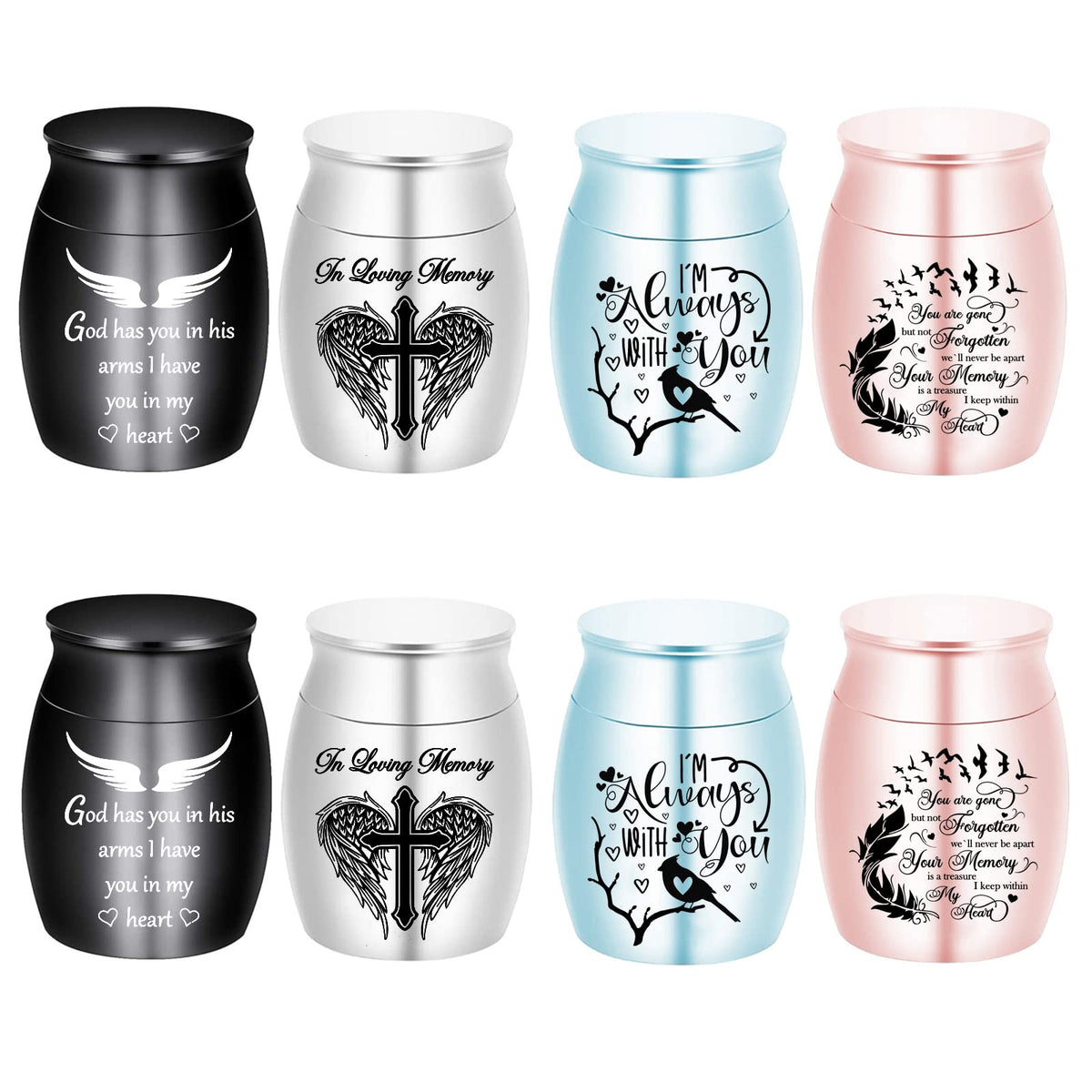 Weikui aluminium mini urns in silver with front engraving, a refined keepsake for cherished memories