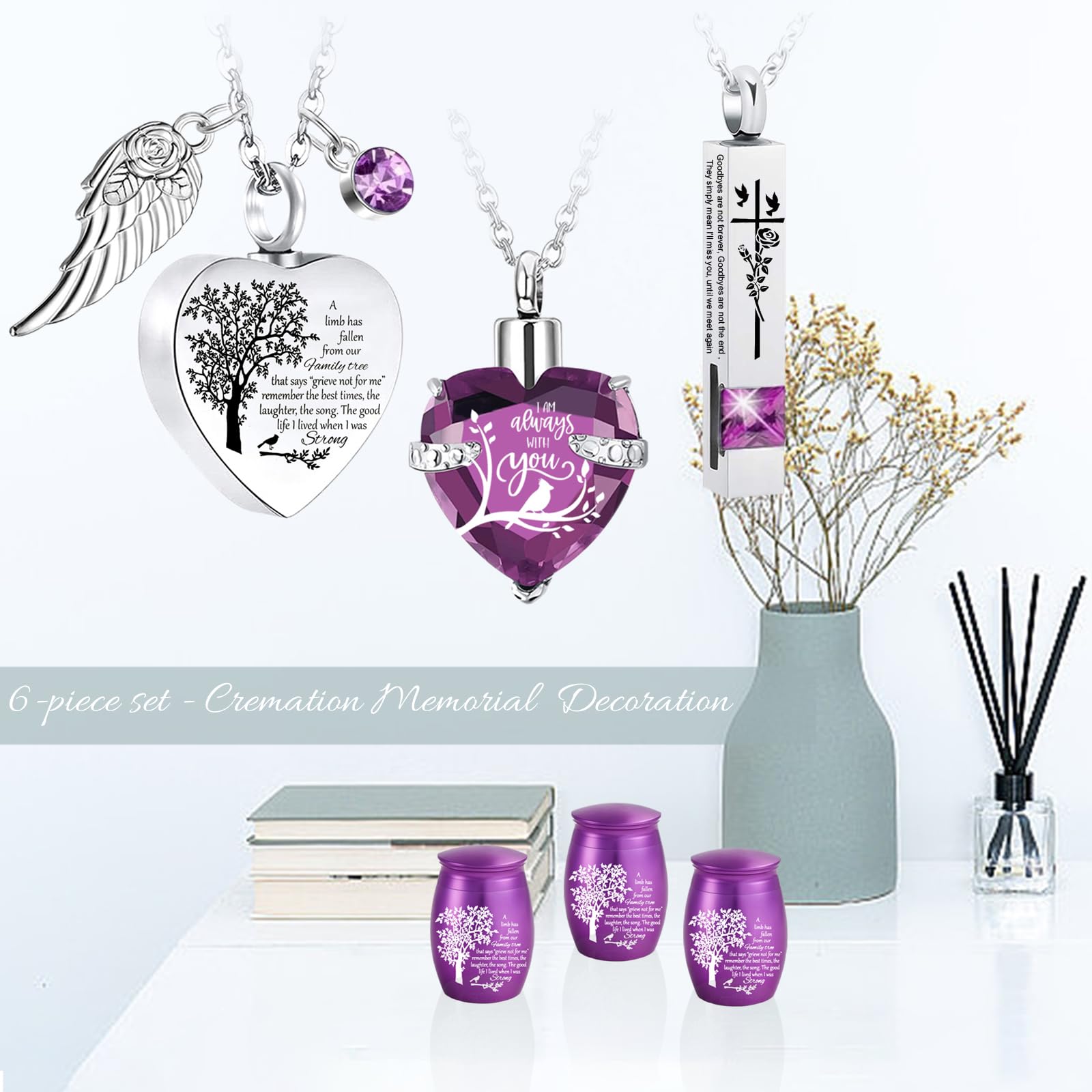 Weikui polished finish urn pendant with hand-painted details.