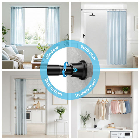 WEIXINHAI black tension curtain rod versatile for baths and bedrooms
