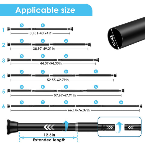 WEIXINHAI black tension curtain rod no drill installation for renters