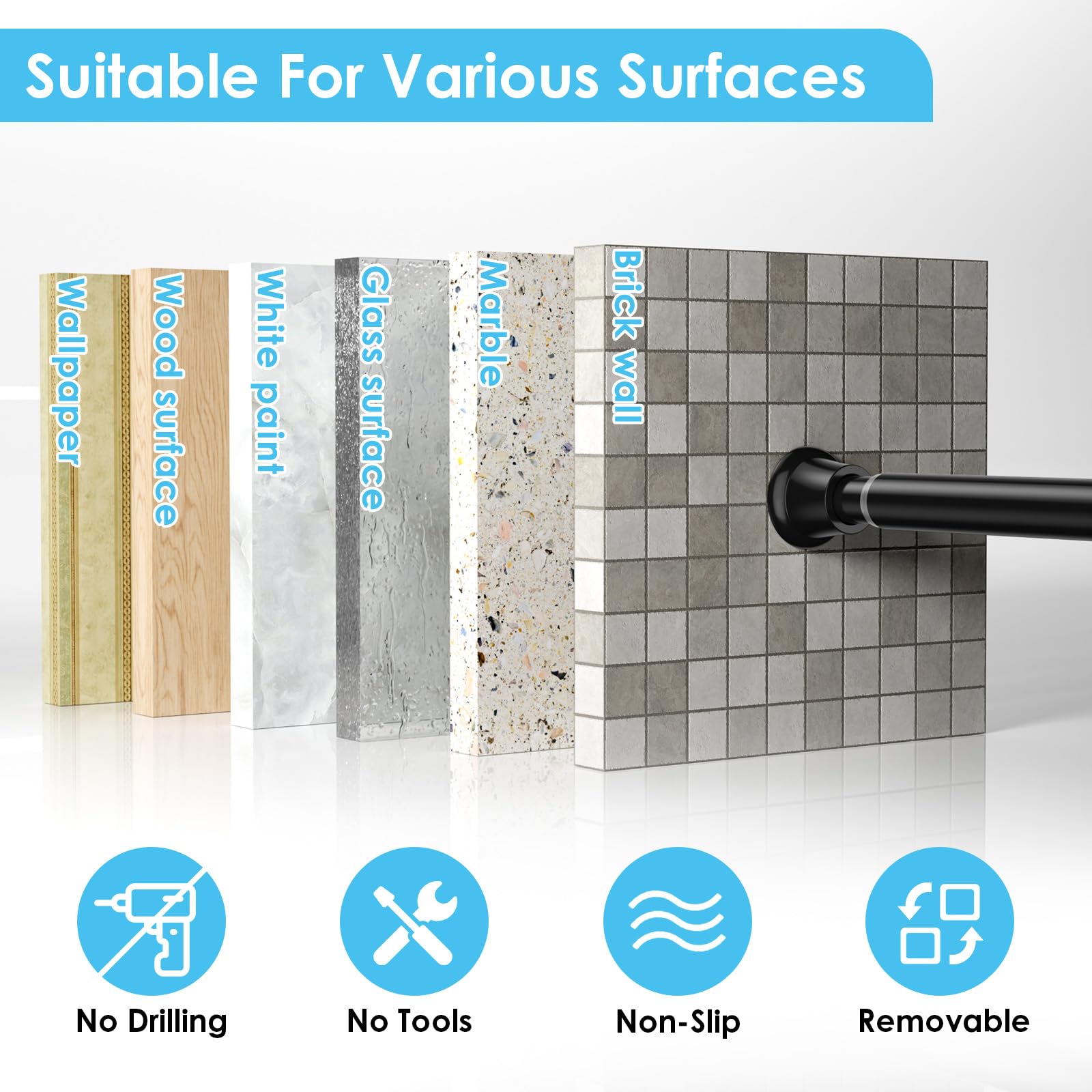 WEIXINHAI black tension curtain rod waterproof coating resists humidity