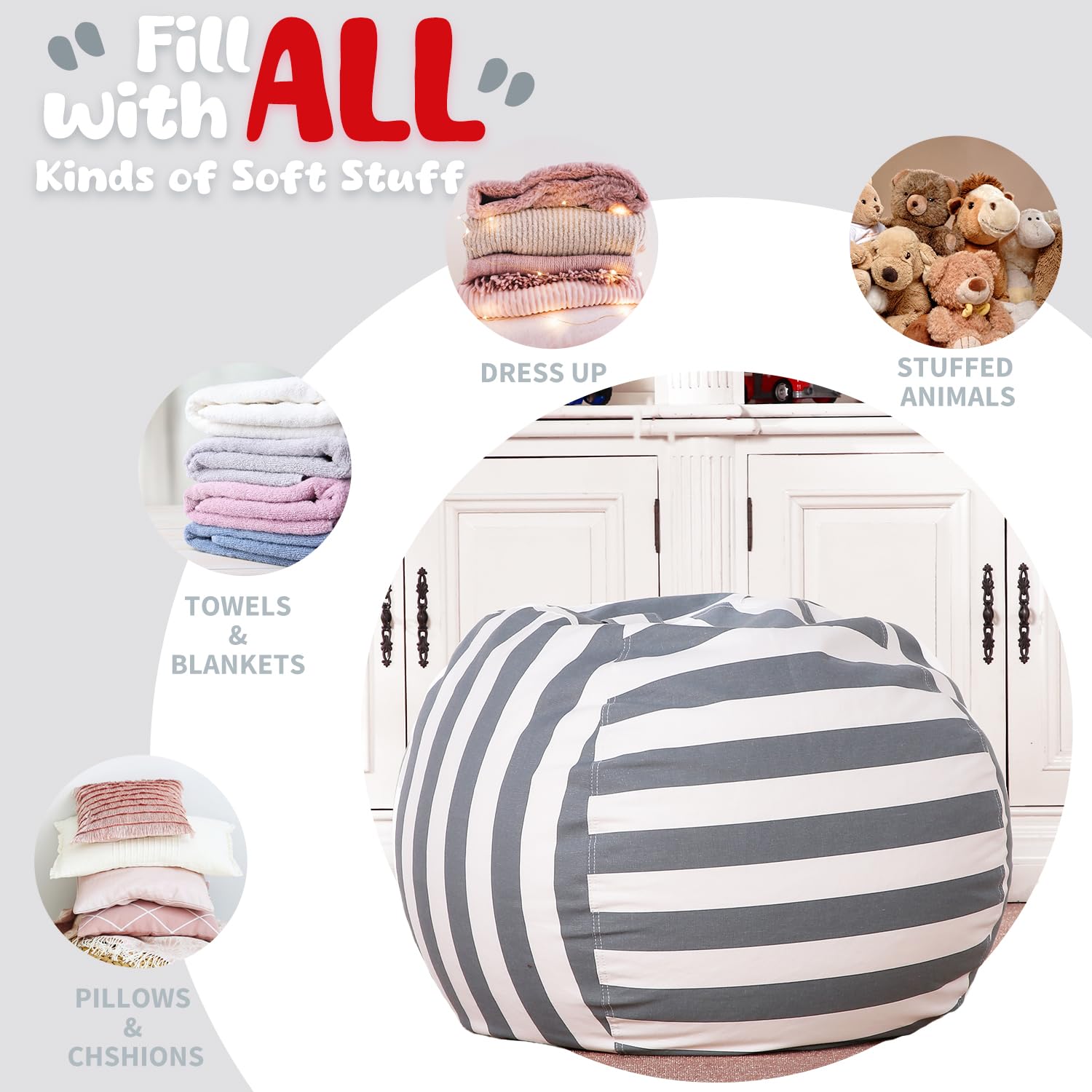 WEKAPO storage bean bag in a kid-friendly room setup for reading and play.