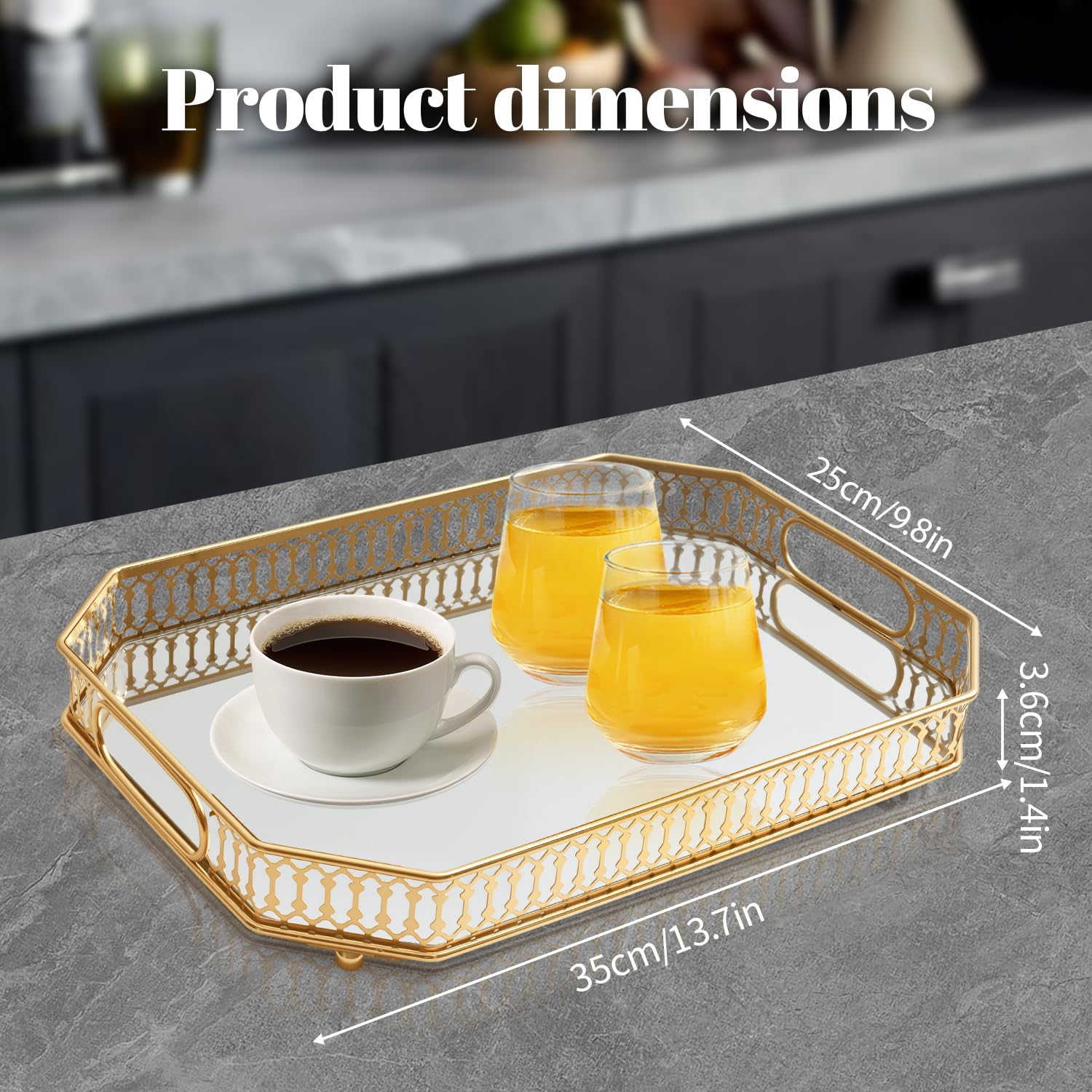 WELAISA luxury decor tray adding subtle shine to bathroom or bedroom