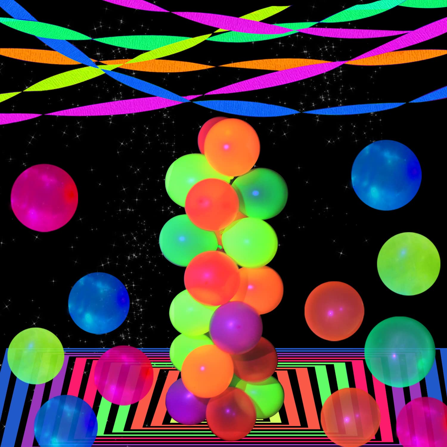 Welittcon glow crepe streamers purple for moody neon glow.