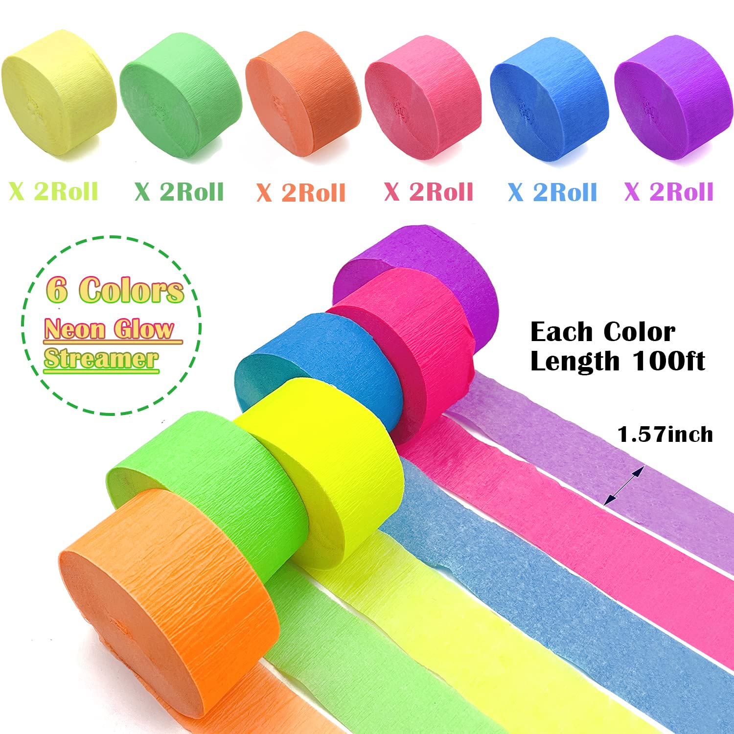 Welittcon glow crepe streamers spiral design for dynamic ceiling decor.