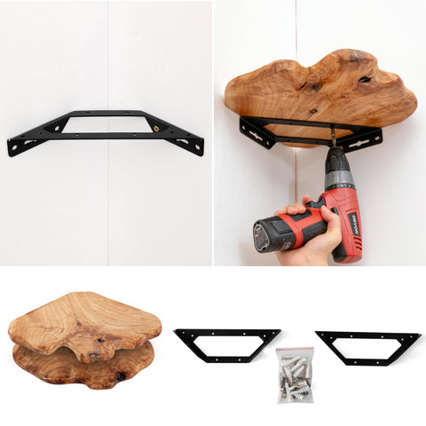 WELLAND instruction-friendly setup for cedar corner shelves