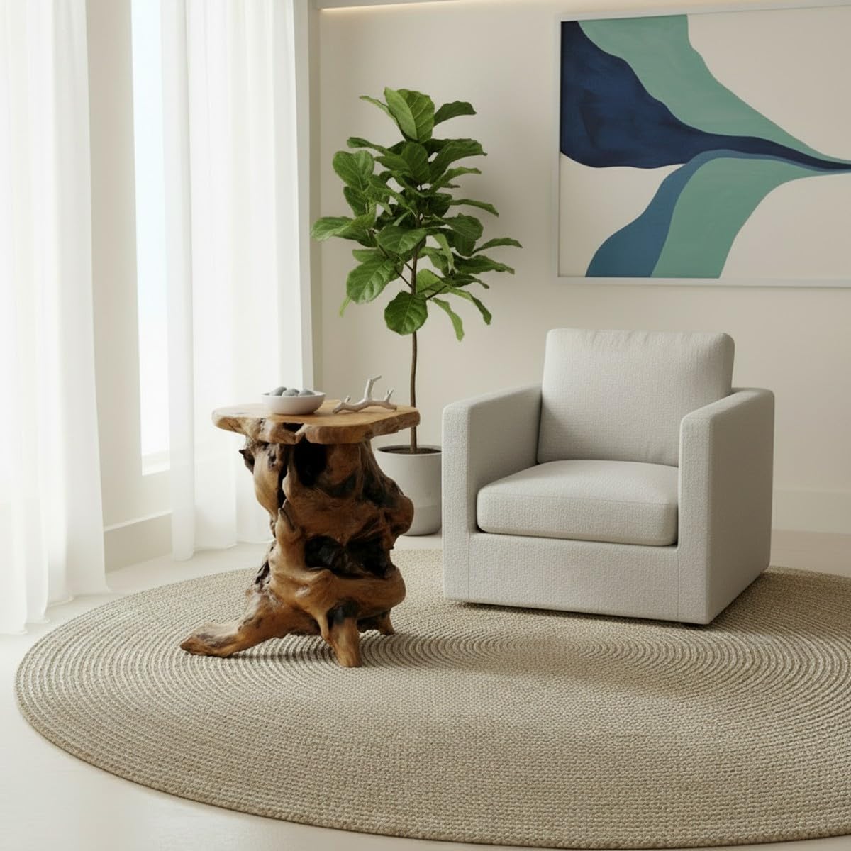 WELLAND Handcrafted wood stool offers durable support and rugged elegance