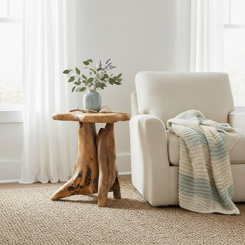 WELLAND Live edge cedar table highlights authentic grain for a statement piece