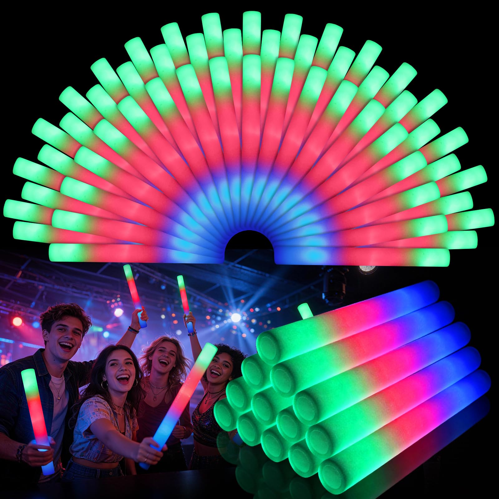 Wellent 72pcs LED foam sticks pack adds vibrant glow to any party