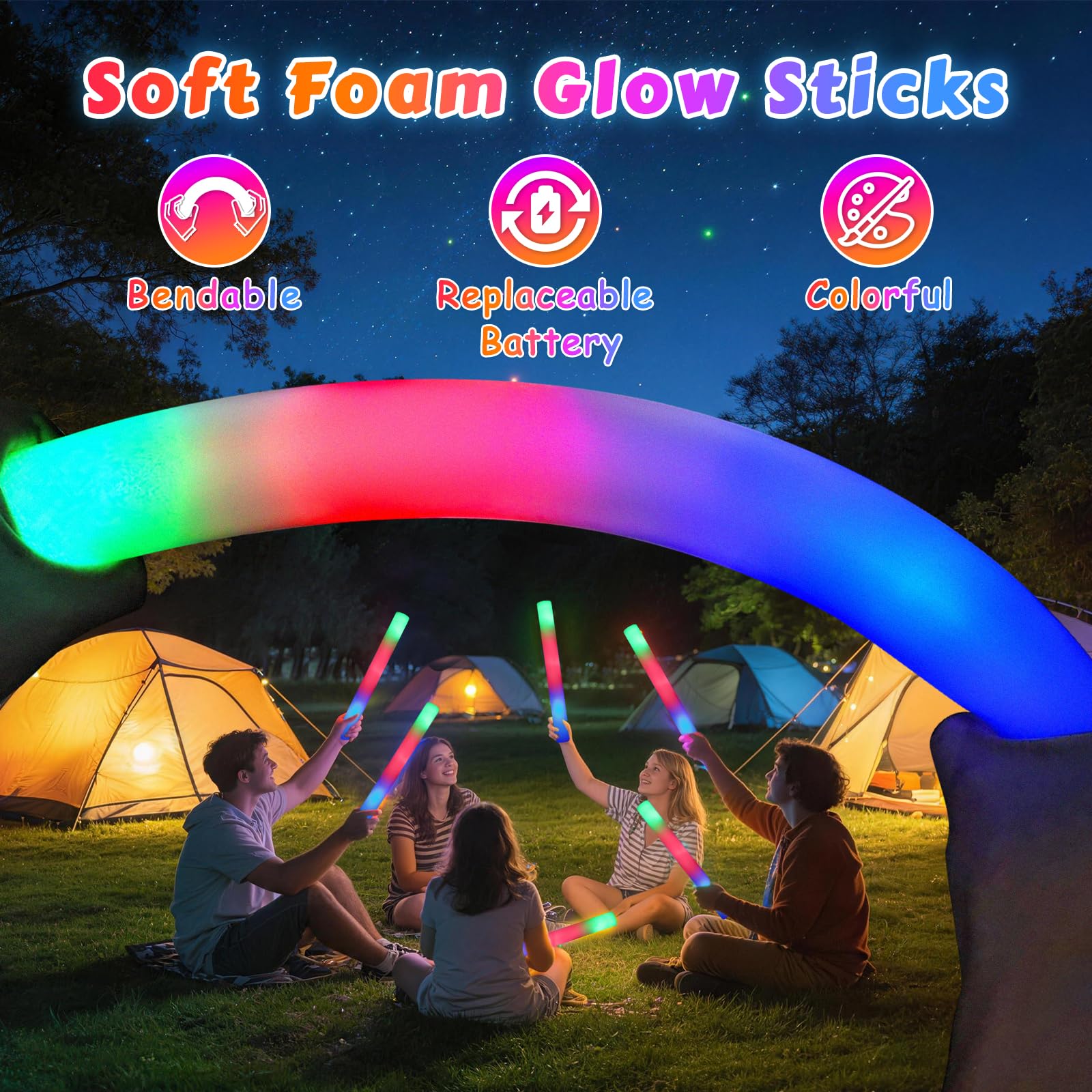 Wellent LED foam sticks fast flash mode energizes dance moments