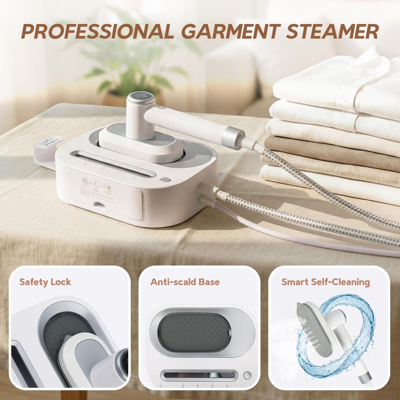 WellMall steamer with 1100ml detachable tank for long sessions