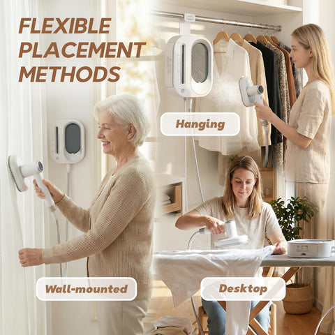 WellMall steamer with included hanger for convenient storage