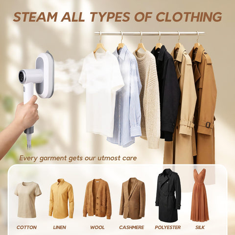 WellMall steamer vertical use on a hanger saving space and time