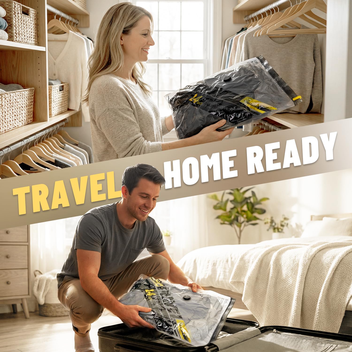 WellMall vacuum bags with crystal-clear window let you check contents at a glance.