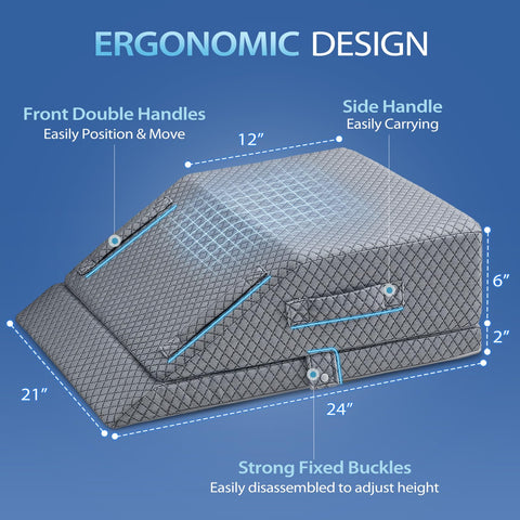 Wellsin memory foam leg elevation pillow closeup highlights plush contouring support.