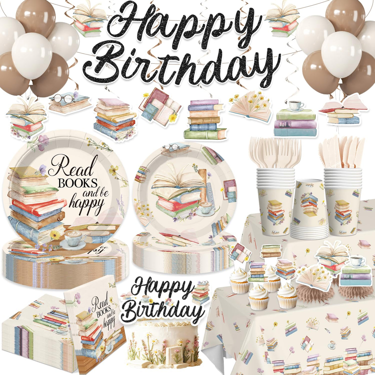 Wellspar book banner decor brightens the party backdrop for a themed celebration