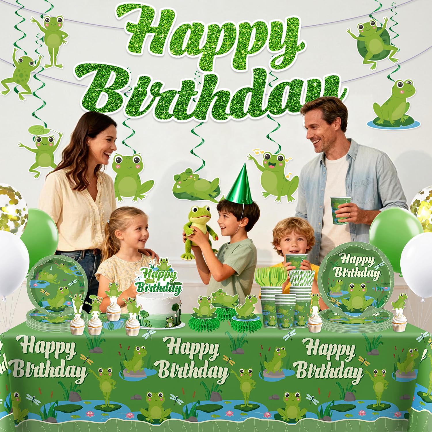 Wellspar frog party plates and napkins support easy, cohesive table setup