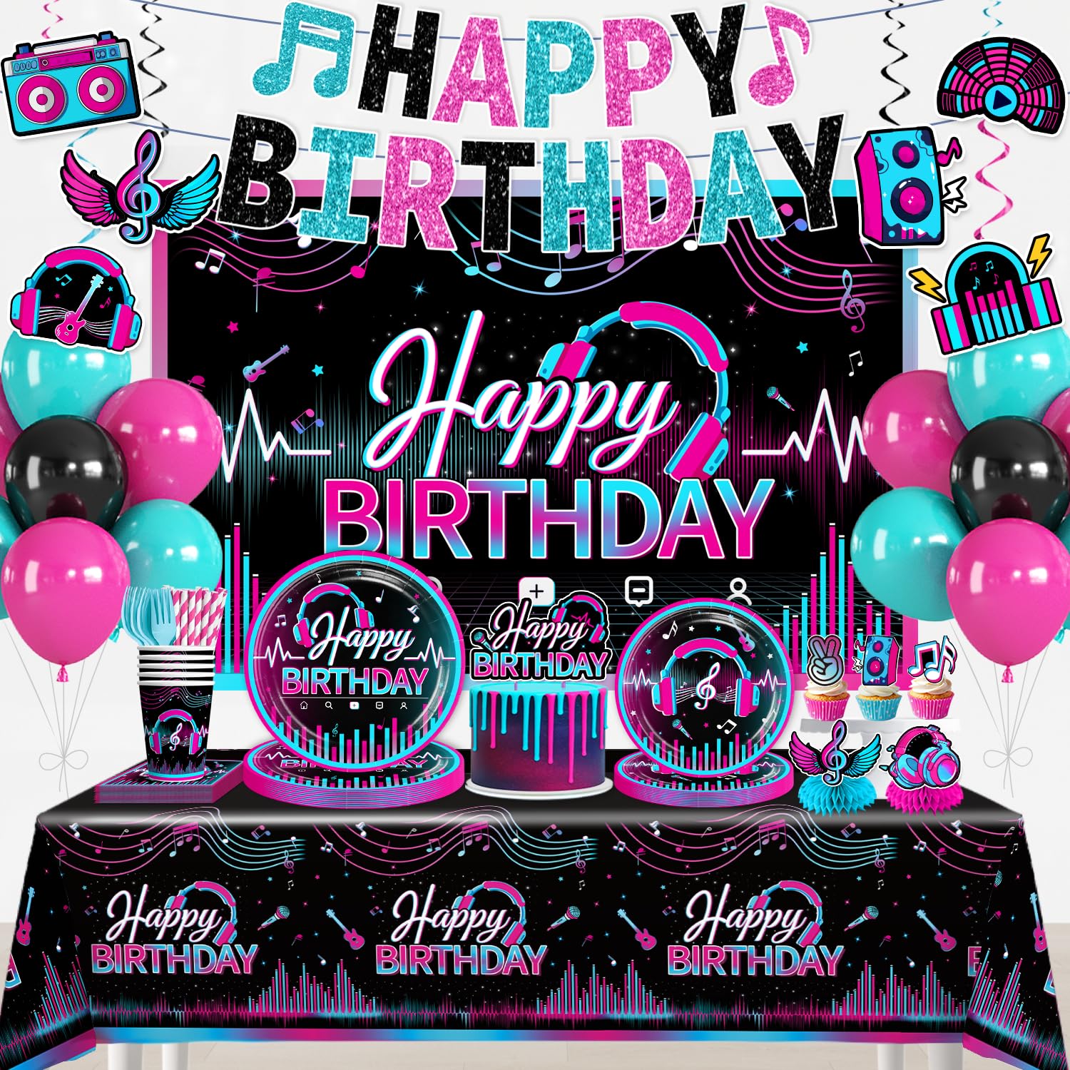 Wellspar karaoke banner for a festive music-themed party setup