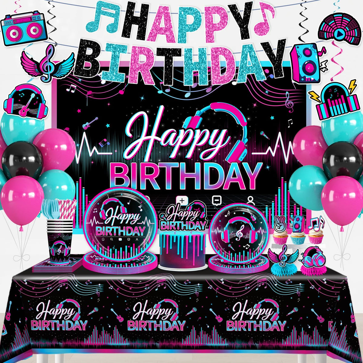 Wellspar karaoke banner for a festive music-themed party setup