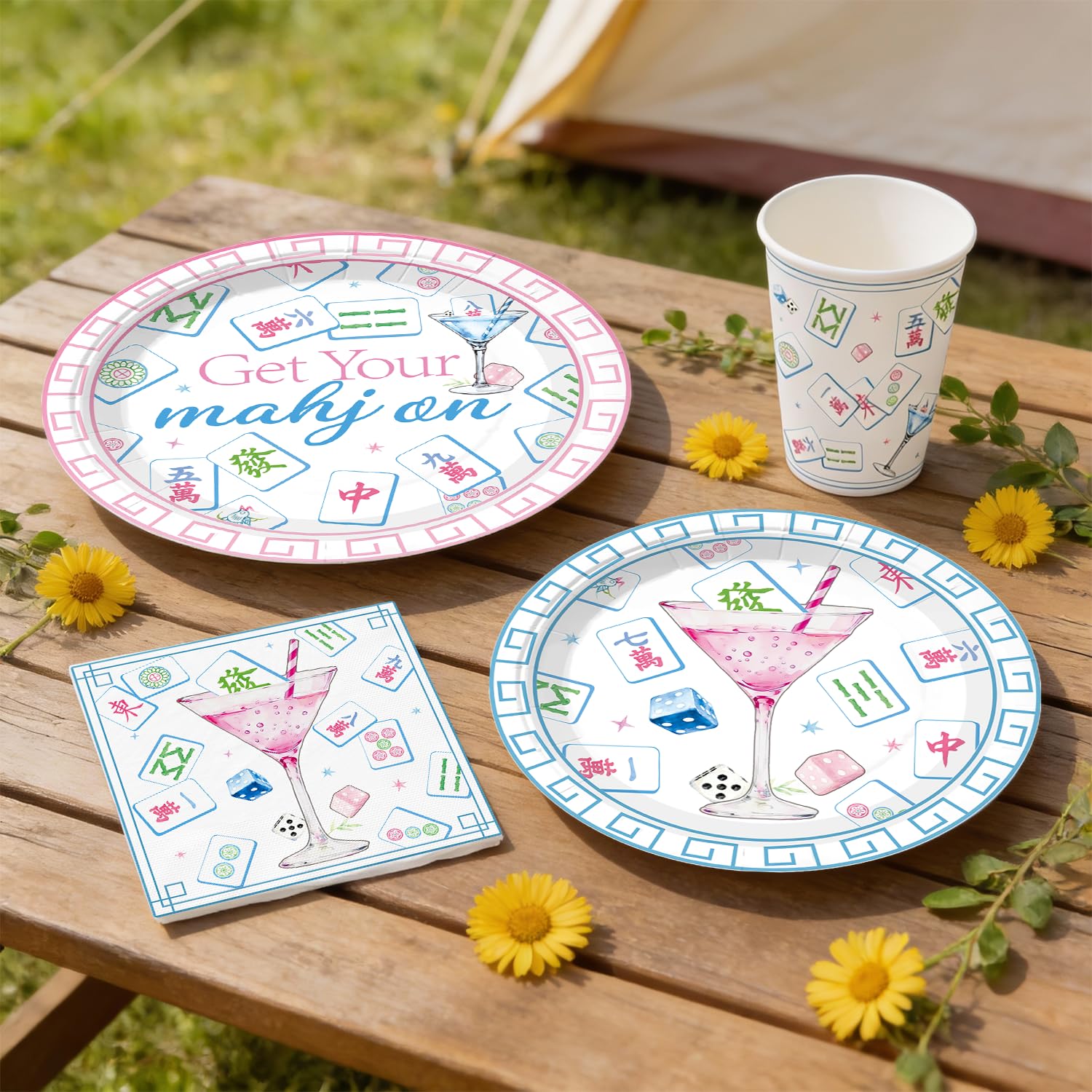 Wellspar 7-inch Mahjong plates handle snacks with sturdy 350gsm paper.