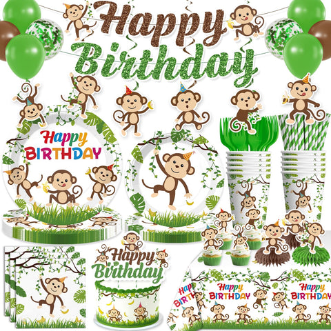wellspar monkey birthday decorations kit creates a festive party vibe for kids.