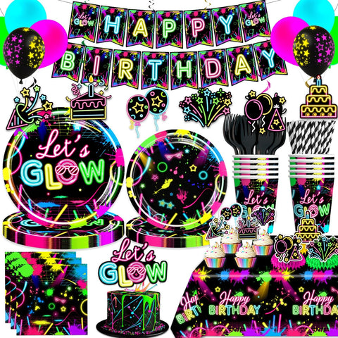 Wellspar neon party banner brightens birthday decor and photo moments.