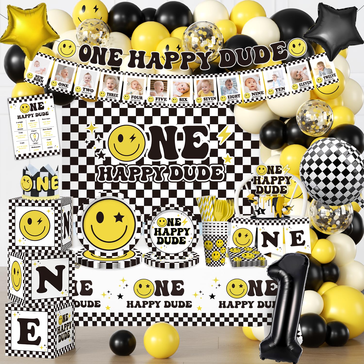 Wellspar One Happy Dude birthday arch balloons for a vibrant backdrop