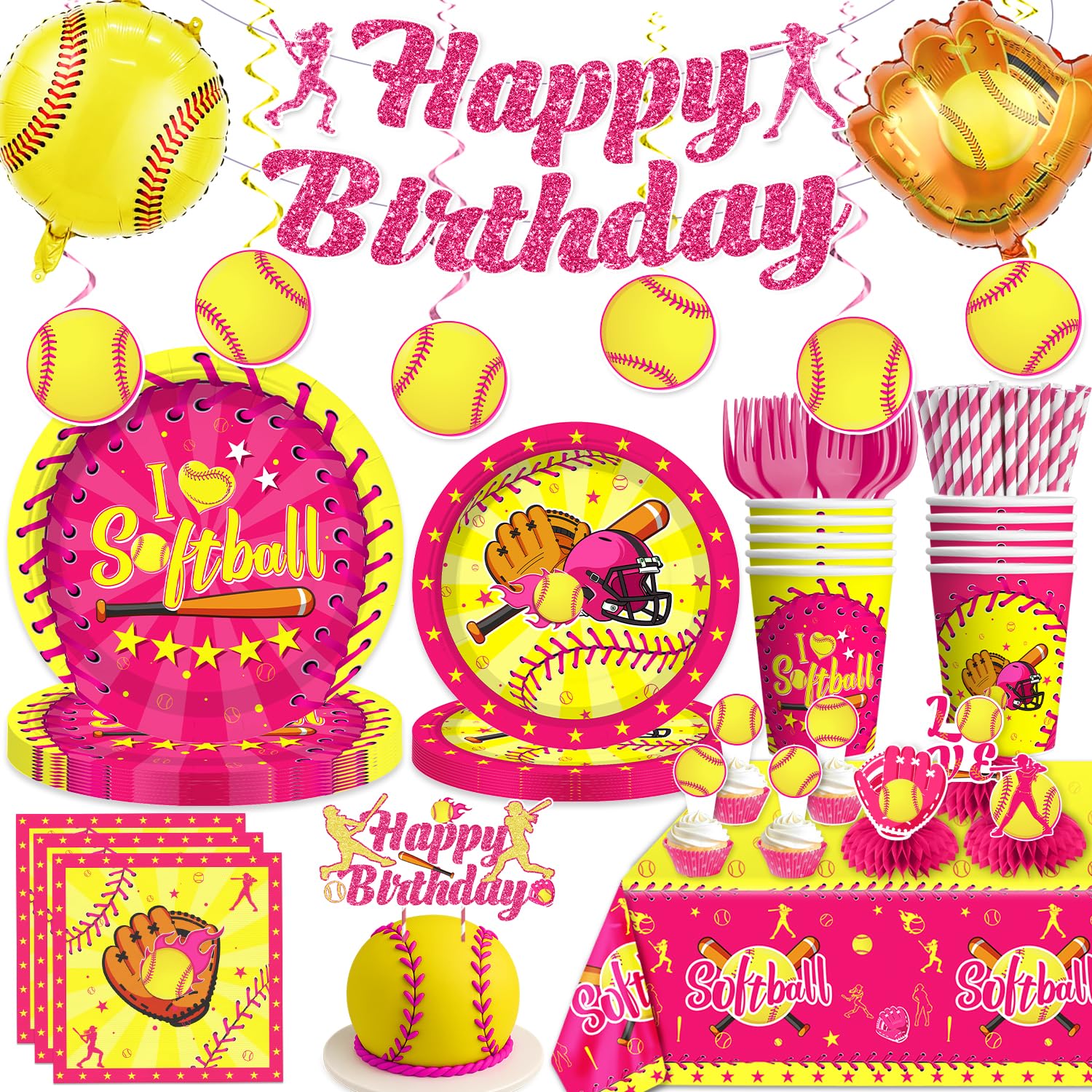 Wellspar softball banner creates a vibrant party backdrop for photos